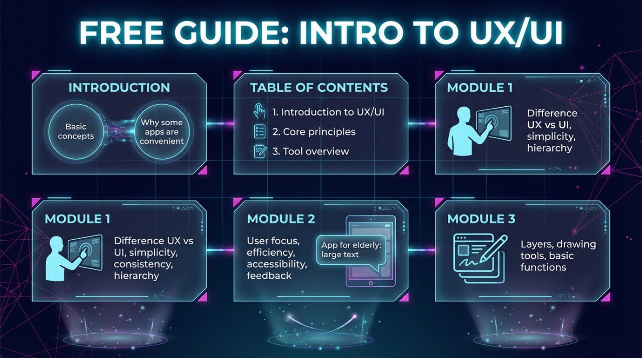 Diagram 'Free Giude' Intro to ux\ui design