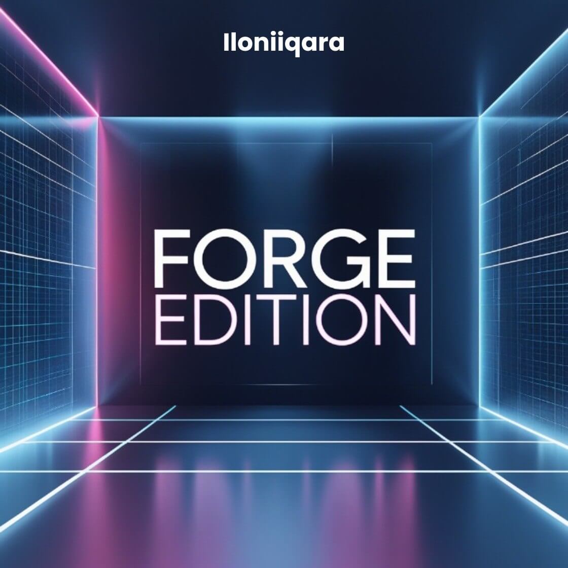 Futuristic guide cover with neon lights and 'Iloniiqara Forge Edition' text