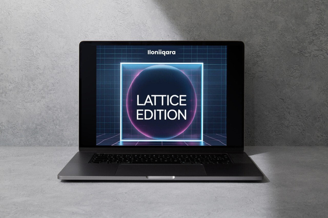 Laptop displaying 'Lattice Edition' guide on a gray background