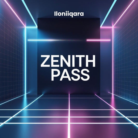 Guide cover with 'Iloniiqara Zenith Pass' text in a futuristic grid design with neon lights.